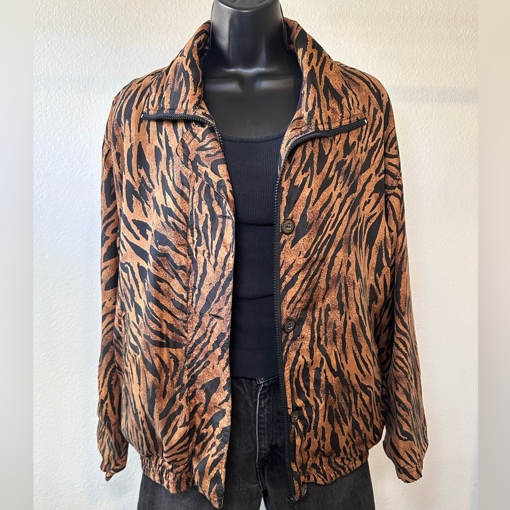 Vintage Silk Animal Tiget Print Jacket by Stunt Sports